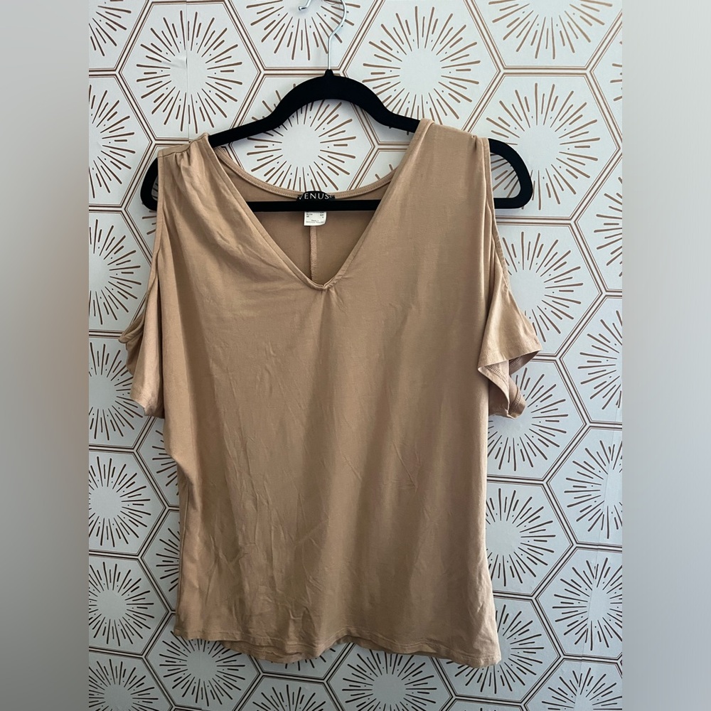 Venus gold cold shoulder top